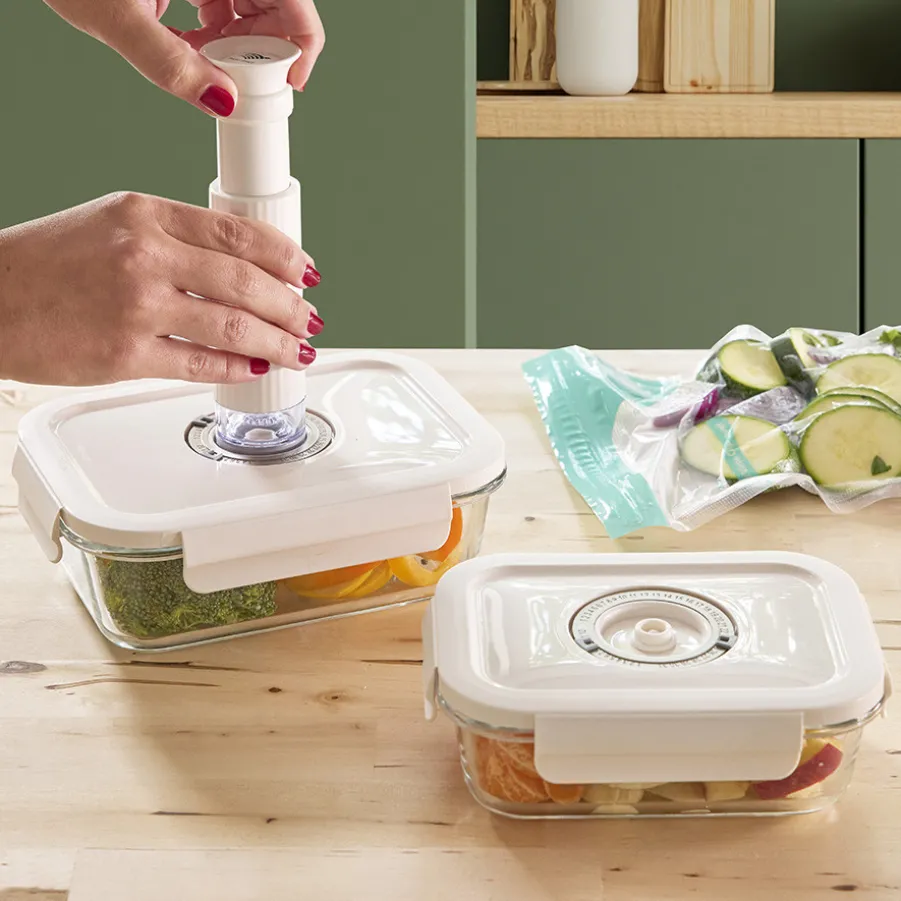 Clearance Lot de 2 boîtes de conservation vide d'air avec pompe Boite De Conservation Alimentaire