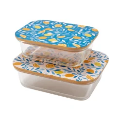 Best Lot de 2 boîtes de conservation couvercles imprimés Boite De Conservation Alimentaire