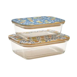 Best Lot de 2 boîtes de conservation couvercles imprimés Boite De Conservation Alimentaire