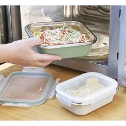 Best Lot de 2 boîtes inox micro-ondables Lunch Box|Boite De Conservation Alimentaire