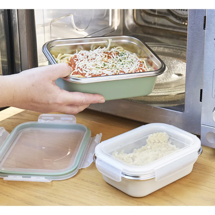 Best Lot de 2 boîtes inox micro-ondables Lunch Box|Boite De Conservation Alimentaire