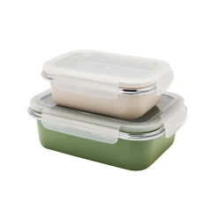 Best Lot de 2 boîtes inox micro-ondables Lunch Box|Boite De Conservation Alimentaire