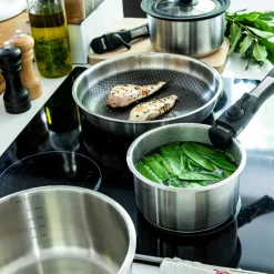 Hot Lot de 3 casseroles inox + 1 manche amovible Batteries De Cuisine|Casseroles