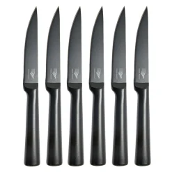 Clearance Lot de 6 couteaux à steak tout inox noir Couteaux À Steak