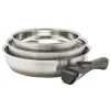 Cheap Lot de 3 poêles tout inox + 1 manche amovible Batteries De Cuisine|Poêles