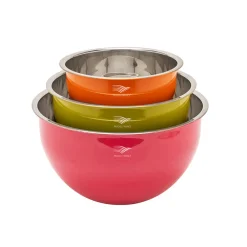 Cheap Lot de 3 saladiers inox multicolores avec couvercles Ustensiles De Préparation|Boite De Conservation Alimentaire