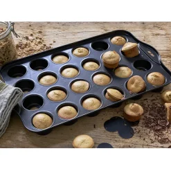Flash Sale Maxi moule 24 mini muffins fond amovible Moules En Acier Carbone