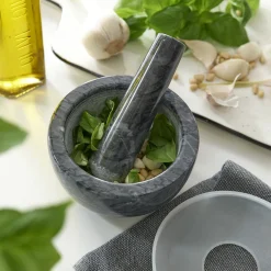 Discount Mortier et pilon en marbre avec couvercle Ustensiles De Préparation