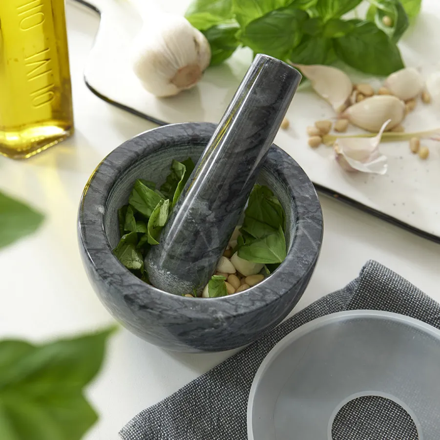 Discount Mortier et pilon en marbre avec couvercle Ustensiles De Préparation