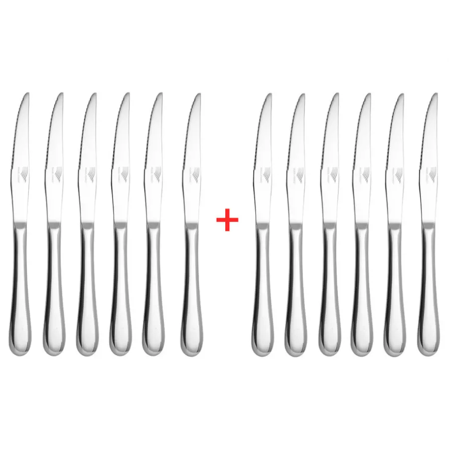 Cheap Set de 6 couteaux à steak "ARGELÈS" + 6 couteaux offerts Couverts Et Ménagères|Couteaux À Steak